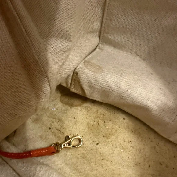 Michael Kors women’s tan straw beach shoulder tote bag with orange leather strap - Picture 8 of 13